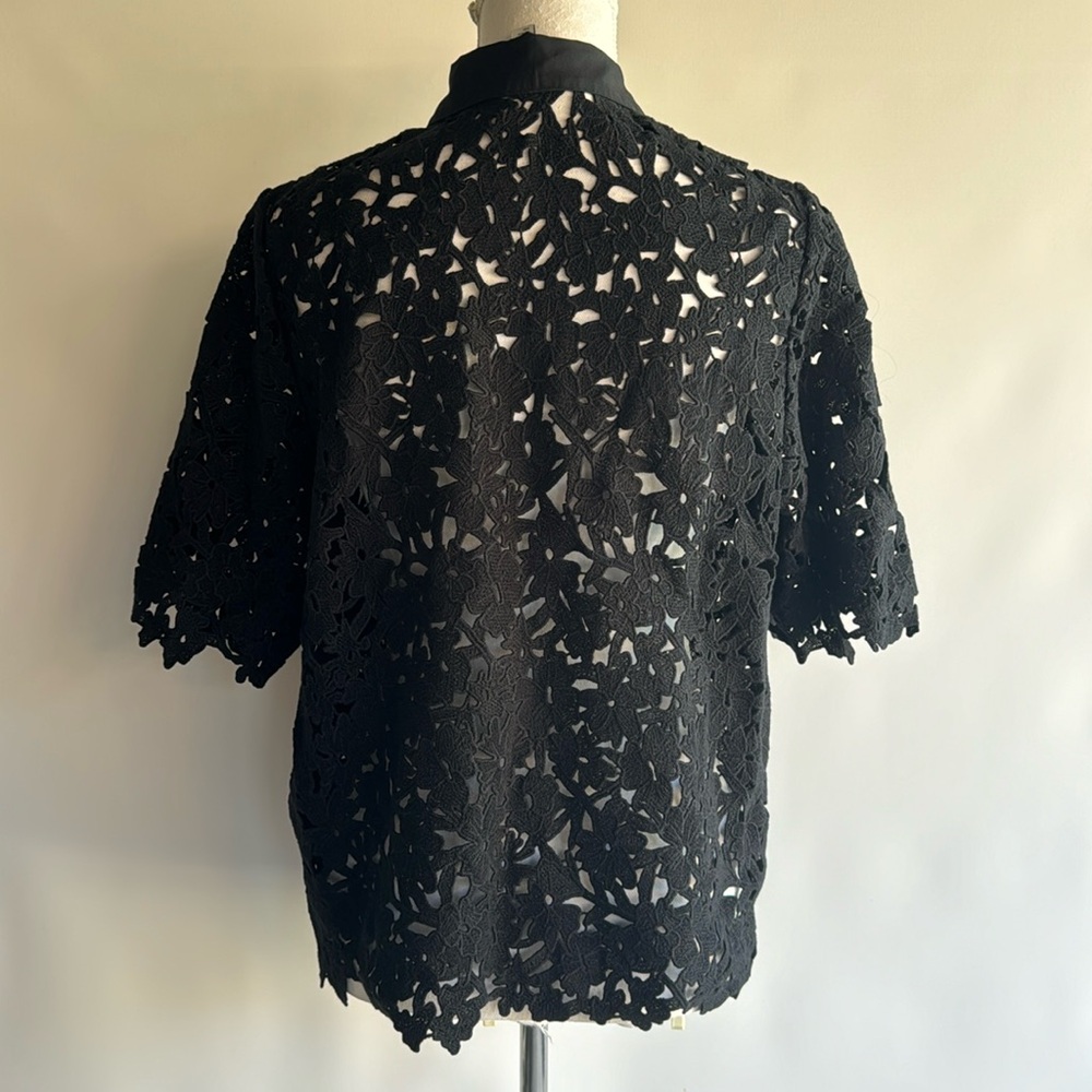 COS Lace Short Sleeve Boxy Button Down Top - sz 2 - Picture 5 of 9
